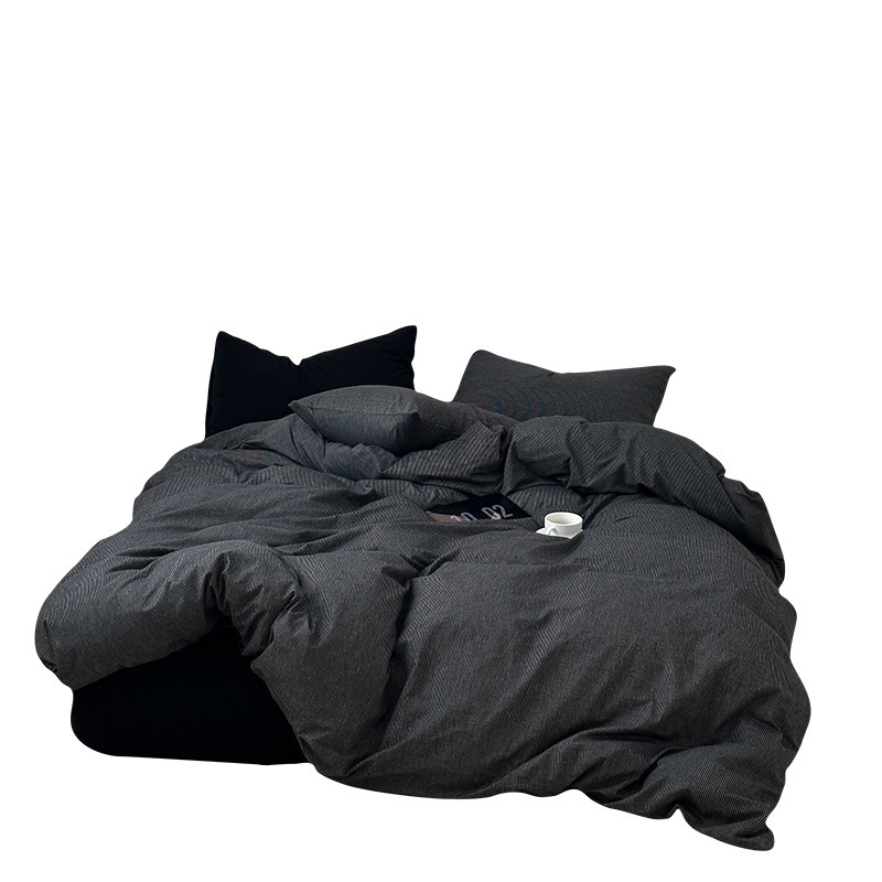 Washed cotton bedding set, striped