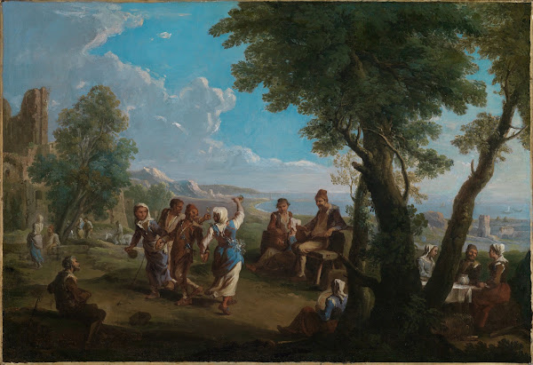 Bauerntanz vor einer italienischen Küste ca 1750