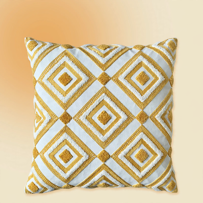 Embroidered cushion cover, 45×45 cm, flower design