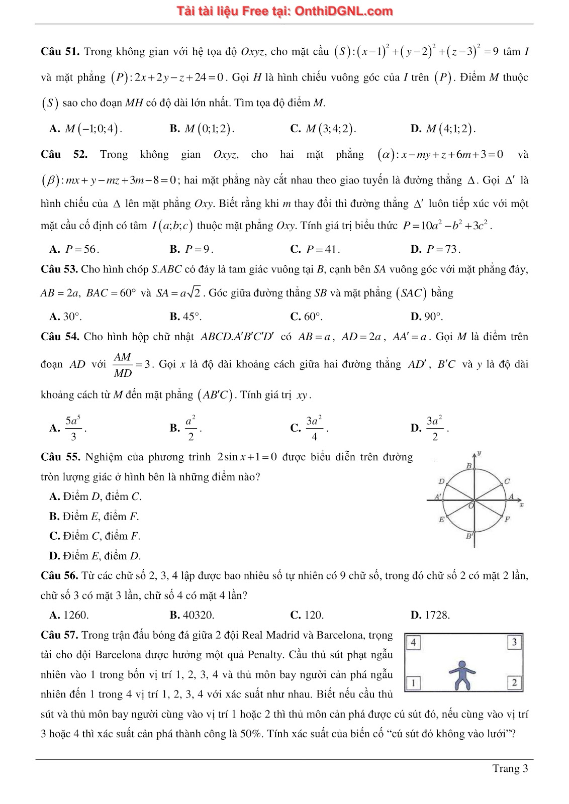 475 bài tập môn Toán - Ôn thi ĐGTD ĐH Bách Khoa Hà Nội Phần 4
