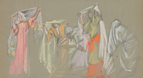 Study of the captive virtues for The Castle of the Maidens 1989