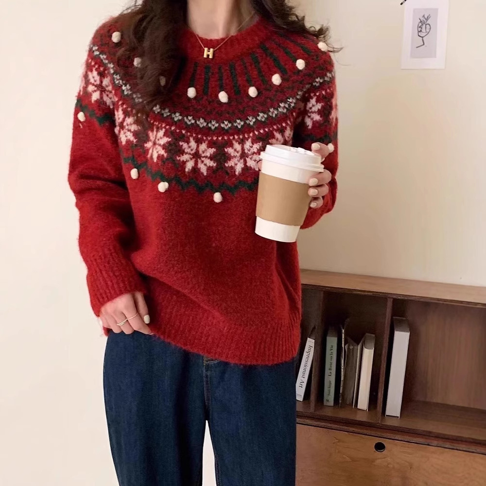 Festive Fair-Isle Knit Pullover for Women