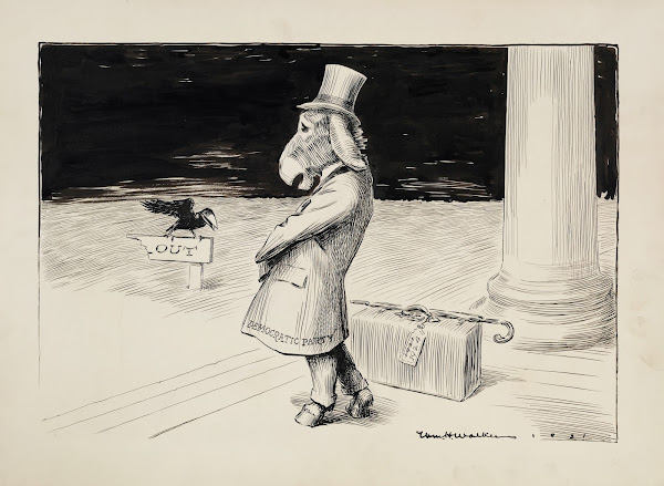 The Democratic Party donkey stands on the steps of the capitol forced to leave 1