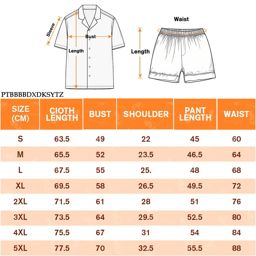 AOP PTB Short sleeve shirt & shorts pajama set (no piping)