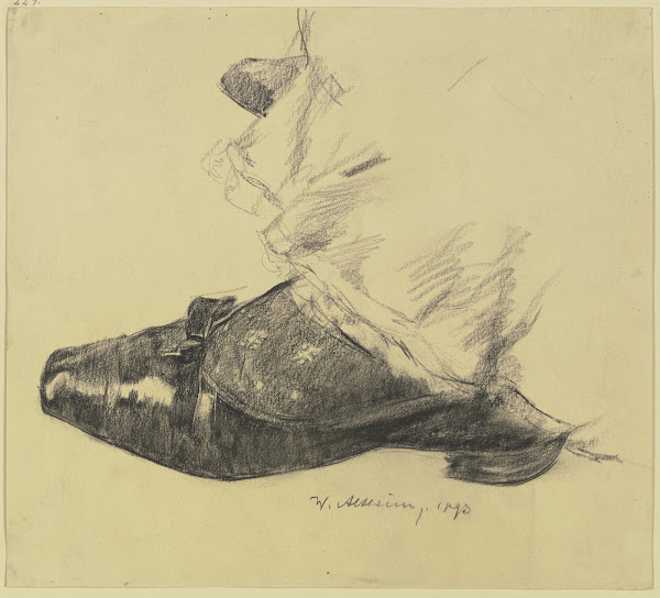 Frauenschuh und der untere Saum des Rockes 1893