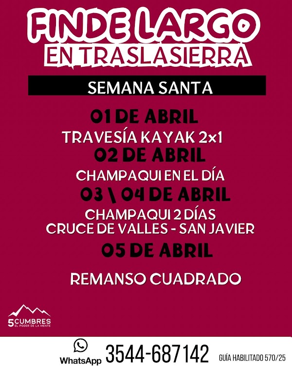 Finde Largo en Traslasierra - Semana Santa