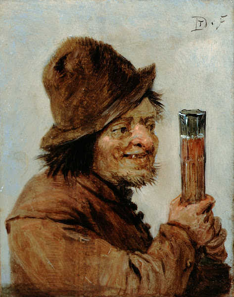 A Peasant holding a Glass