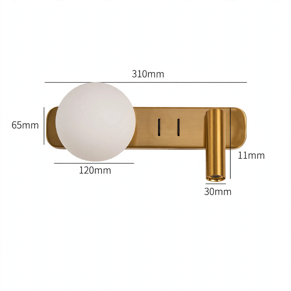 Wall lamp with two light sources for the bedroom