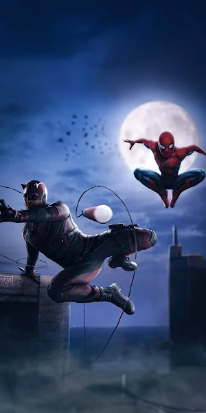 Daredevil And Spider Man Dynamic Team Up 4K iPhone Wallpaper Background