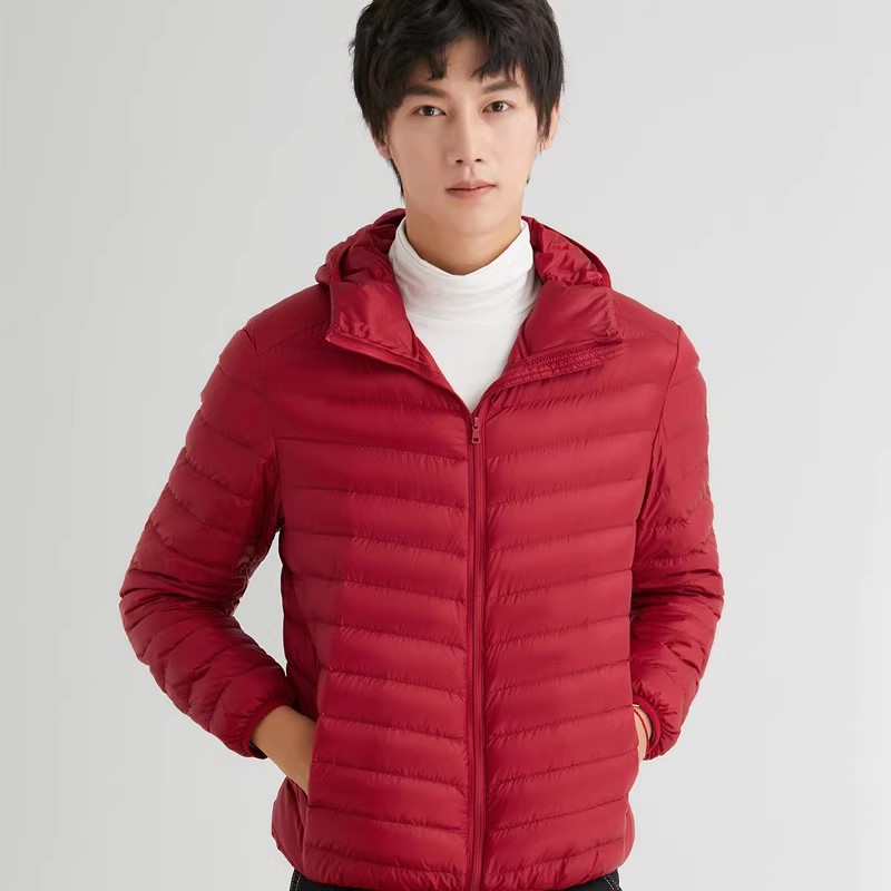Light men's down jacket with hood