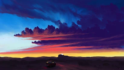 Landscape, Sky, Sunset, Clouds, Digital Art Full HD Wallpaper Background