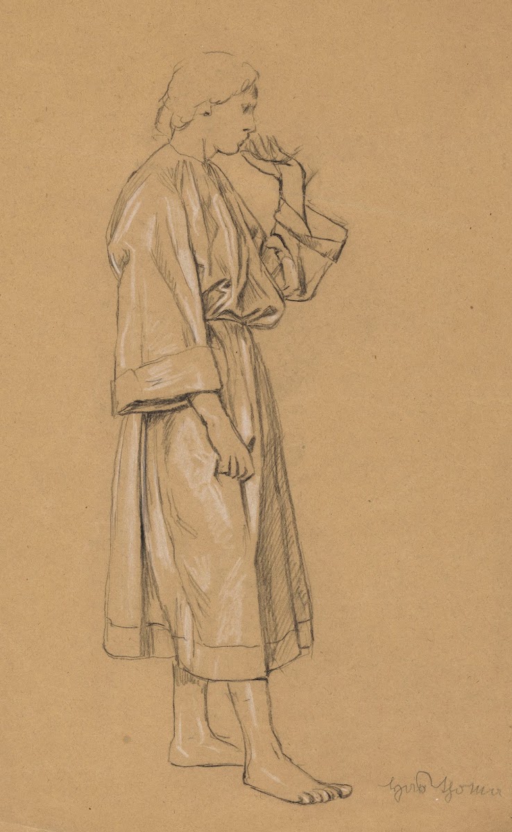 Study of a Young Man in an Antique Styled Robe with His Left Hand Raised to His