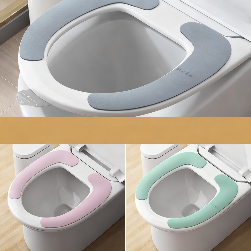 Self-adhesive plush toilet seat cover