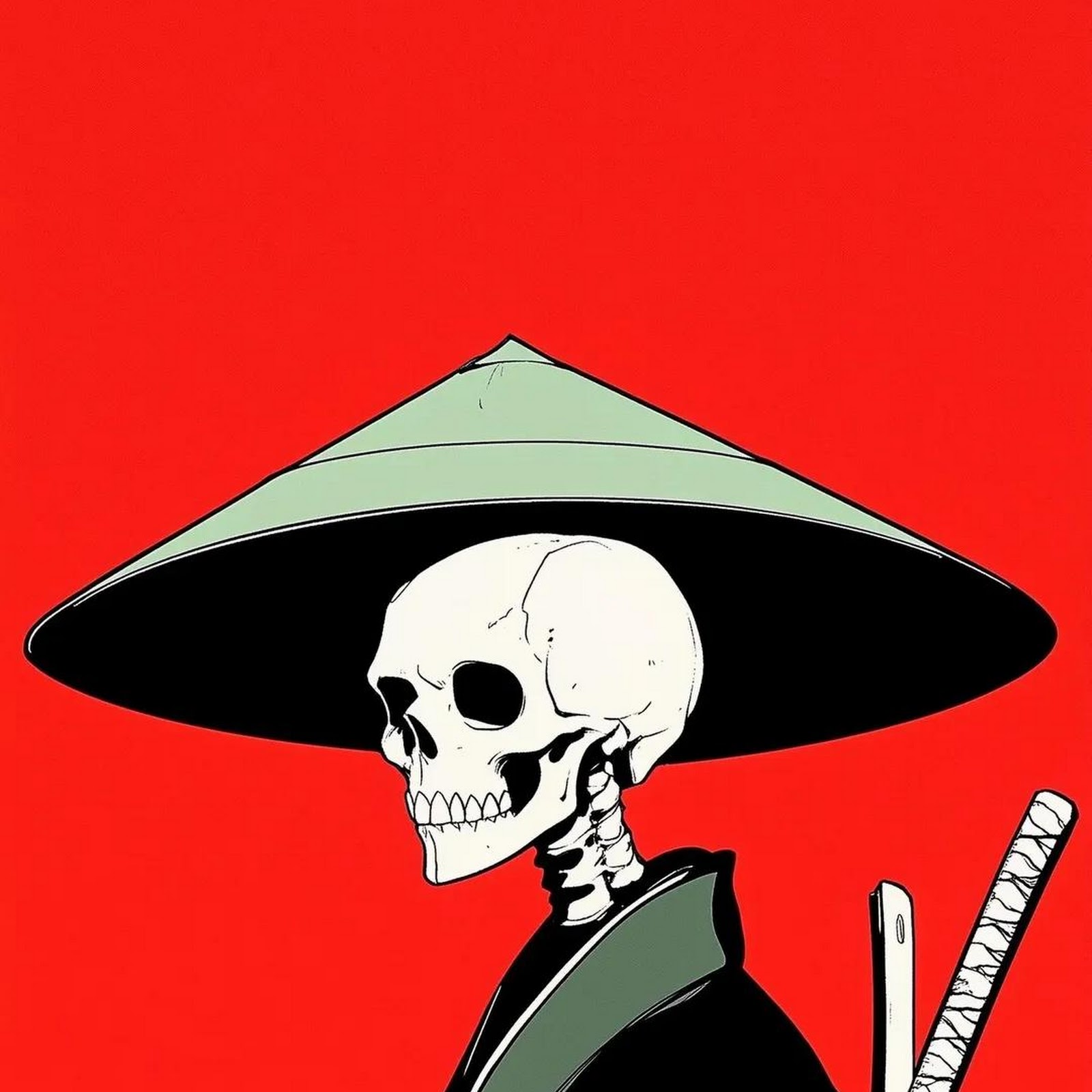 Download Samurai Skeleton, Japanese Art, Ronin, Sword Full HD iPhone