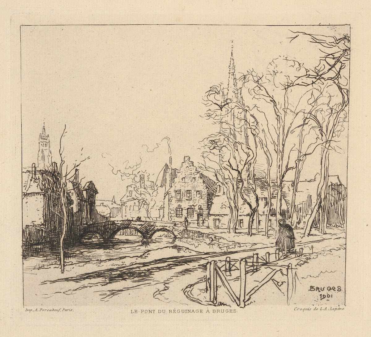 The Beguine Bridge in Bruges 1901