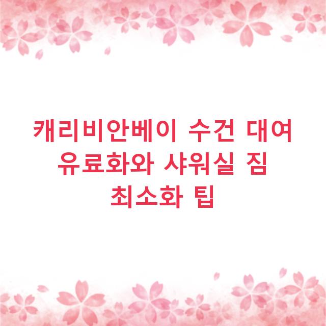 캐리비안베이 수건 대여 유료화와 샤워실 짐 최소화 팁