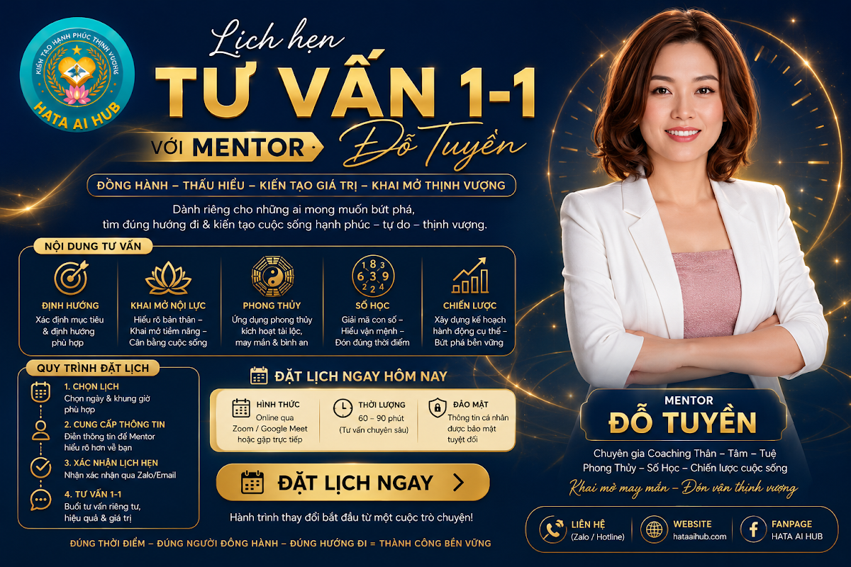 Lịch hẹn tư vấn 1-1 với Mentor Đỗ Tuyền (60 phút)