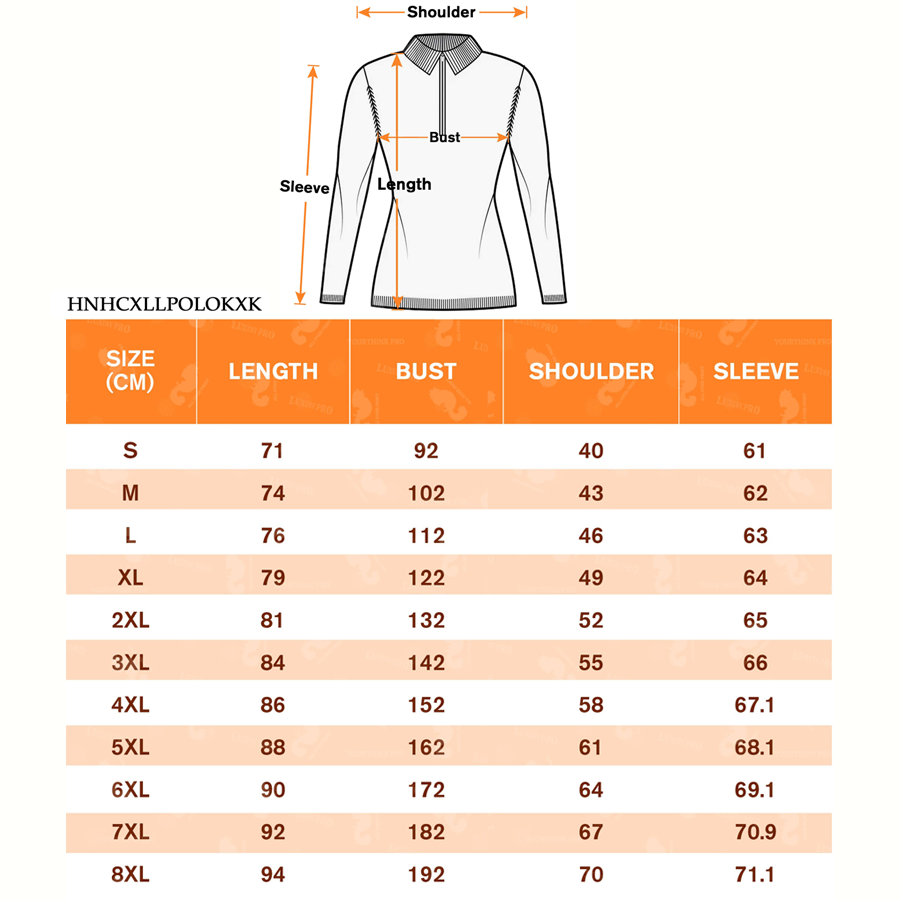 AOP HNH Long Sleeve Zip Polo Wide Cuff