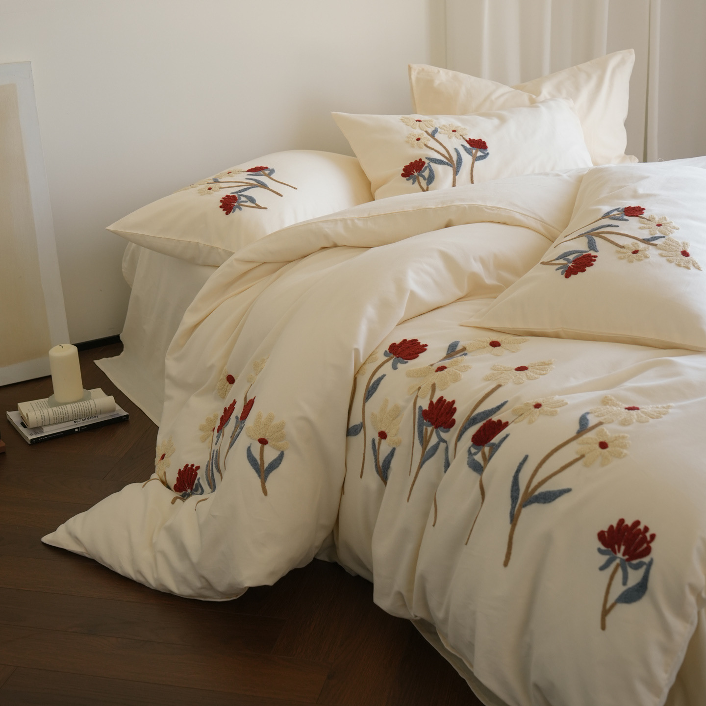 Cotton bedding set, jacquard, brushed, modern