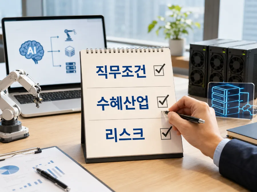 엔비디아 서울 AI센터 관련 피지컬 AI, 로보틱스, 디지털 트윈, GPU 인프라 수혜를 체크리스트로 정리한 이미지