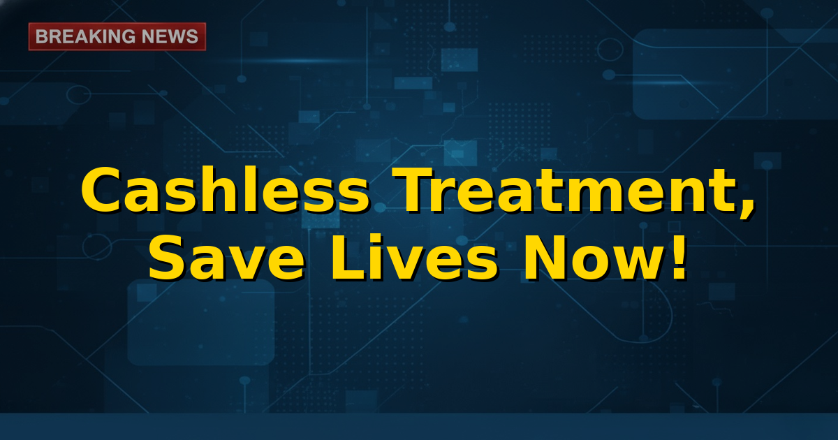 Emergency services assisting a road accident victim, symbolizing cashless treatment under PM RAHAT Scheme.