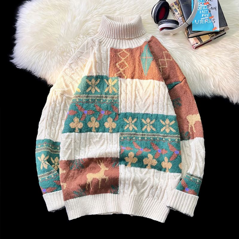 Insulated turtleneck sweater in retro style