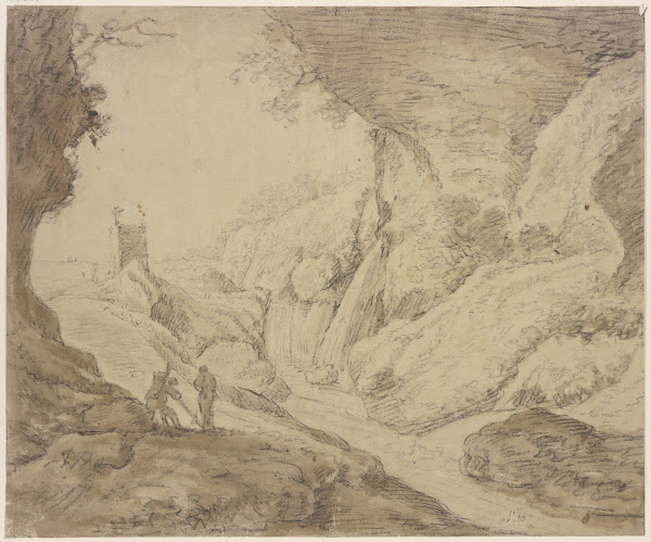 Felsige Landschaft mit Wasserfall