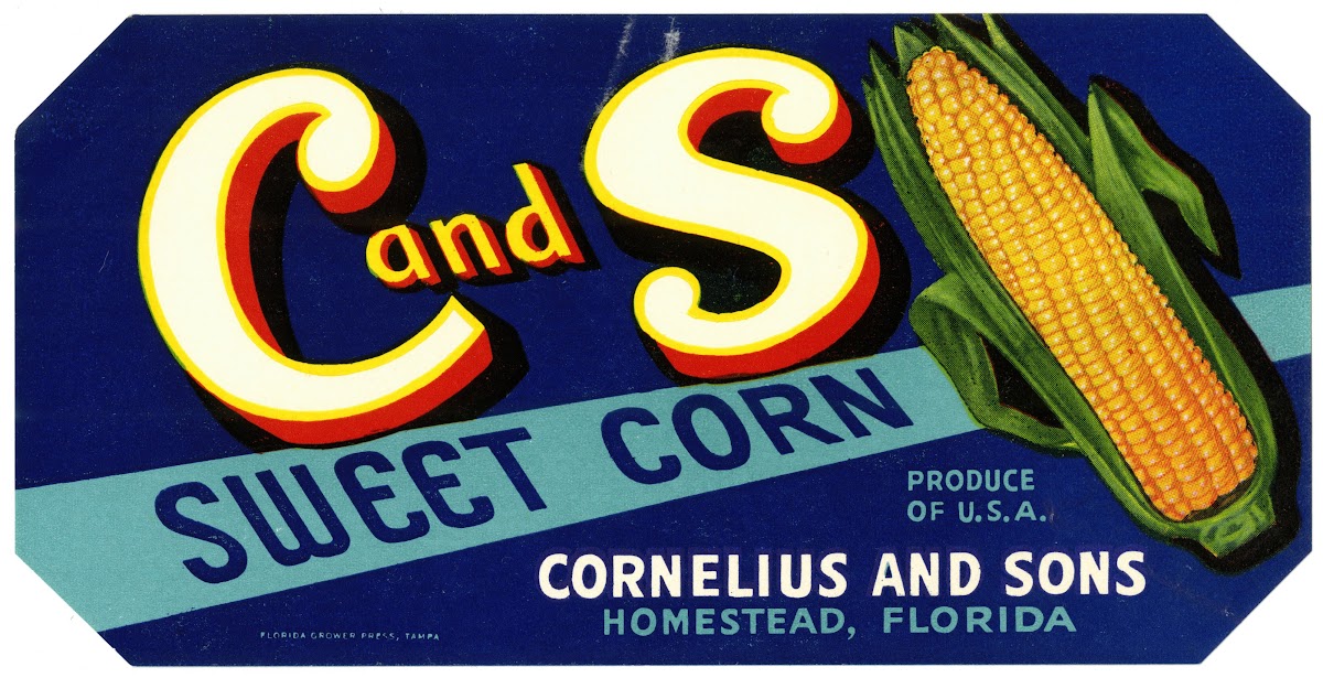 C and S Sweet Corn Label 1930 1950