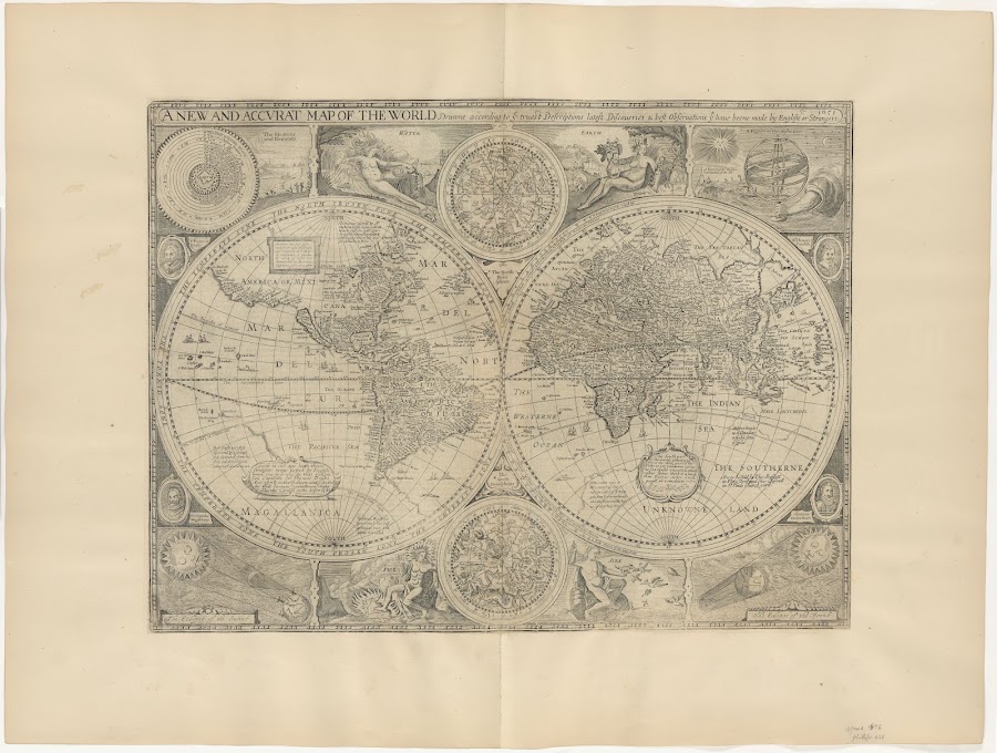 1651_A new and accurat map of the world Drawne according to ye truest Descriptions latest Discoveries & best Observations yt have beene made by English or Strangers