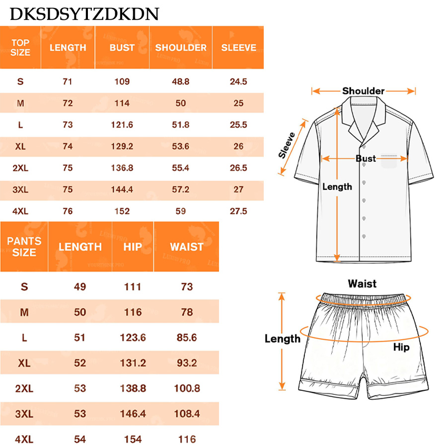 AOP Men's Short Satin Pajama Set with Pockets