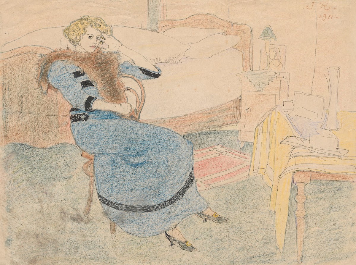 Portrait of the artists wife in a room 1911
