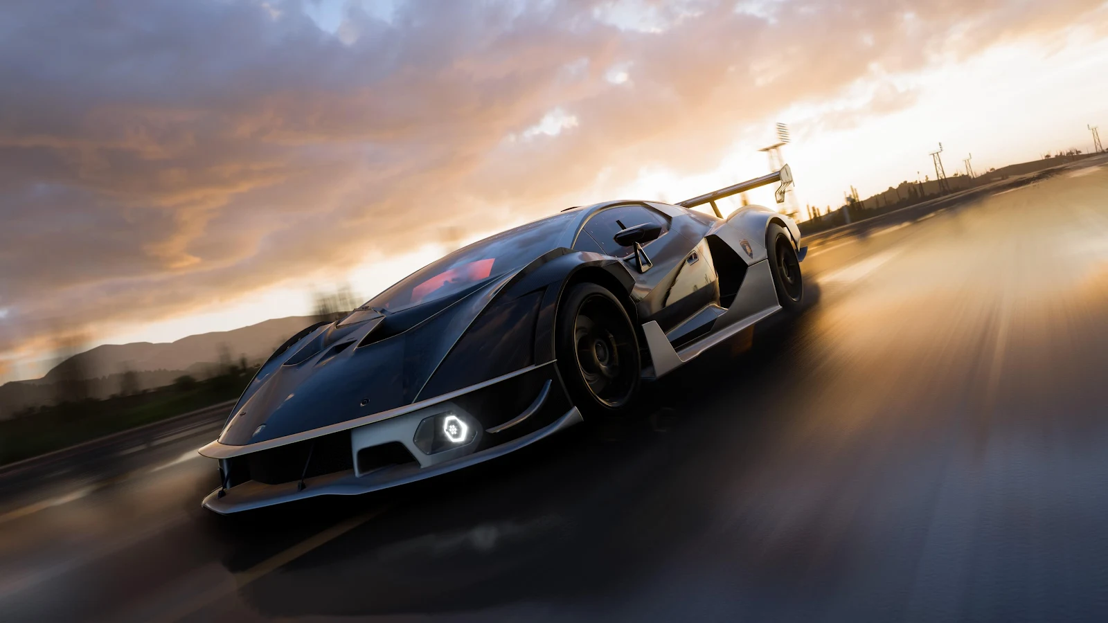 Lamborghini Essenza SCV12 At Sunset - Gaming Photography 4K Wallpaper (3840x2160)
