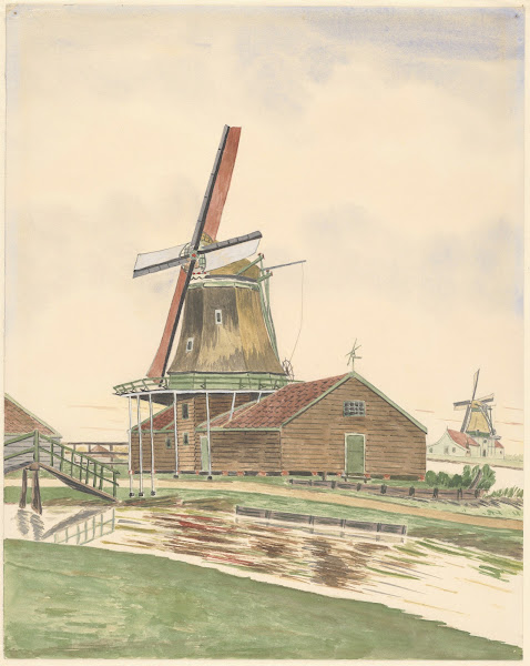 Molen De Vlijt aan het Dijkje of Zaandijkerwegje 1930 1940
