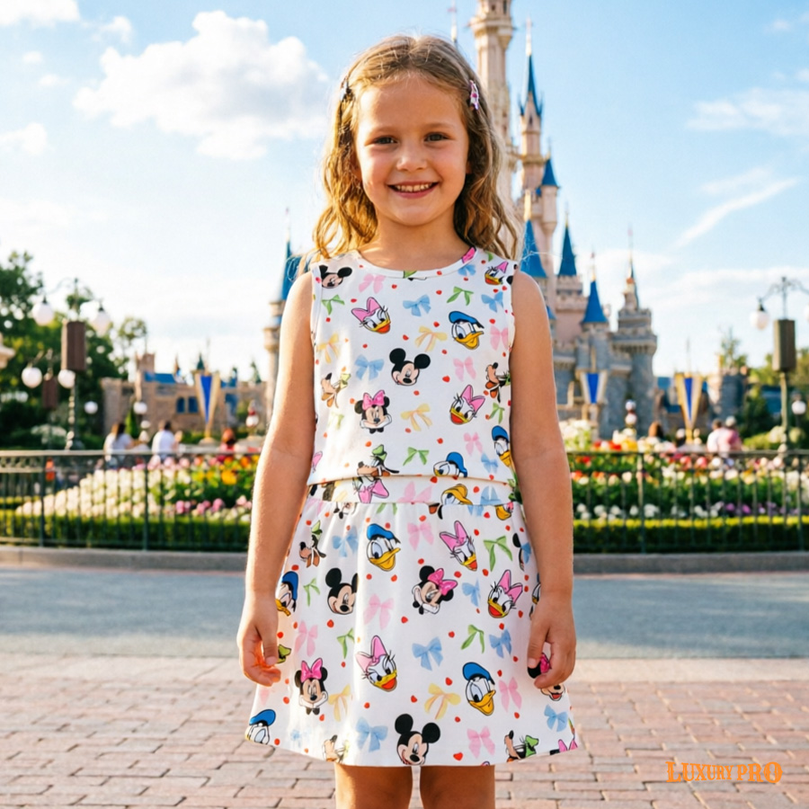 AOP Children's Sleeveless A-line Skirt Set