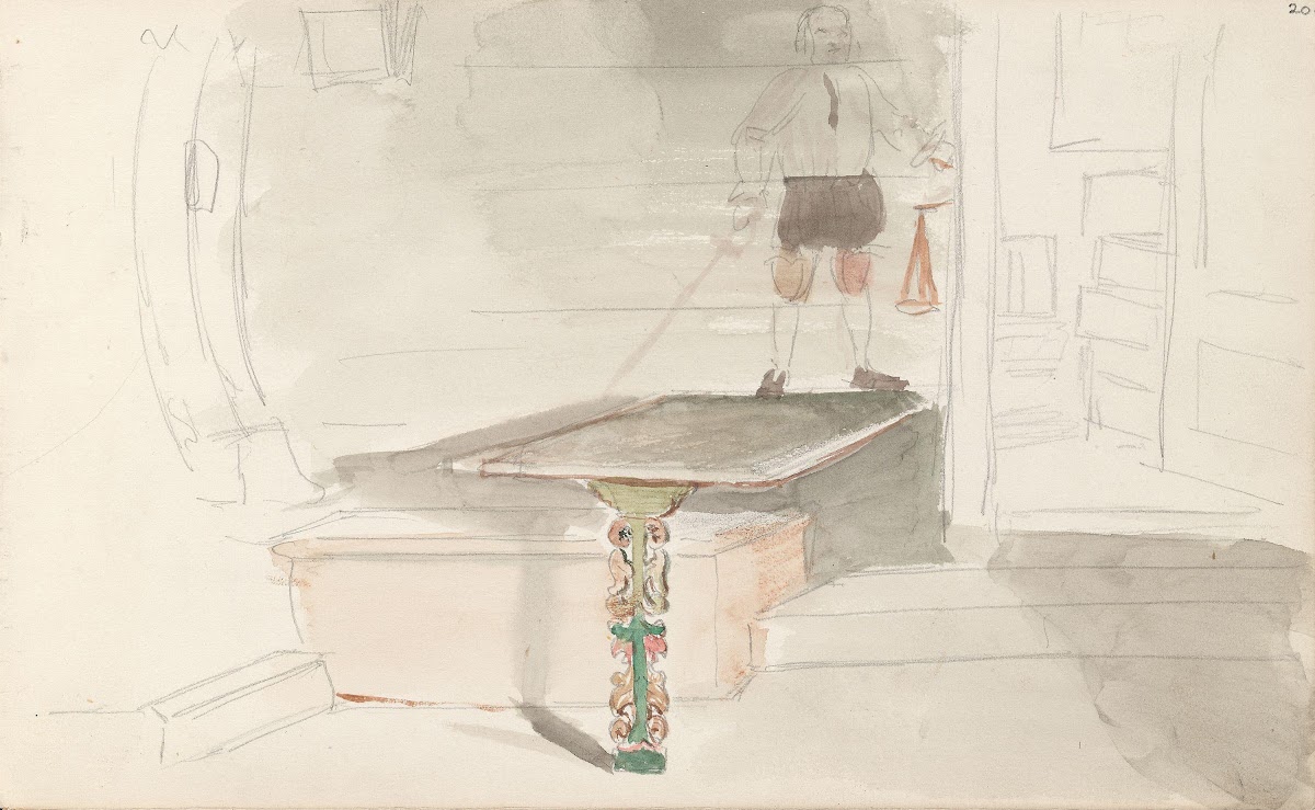 Interiør med mannsfigur 1857