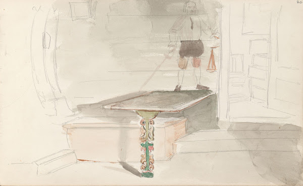 Interiør med mannsfigur 1857