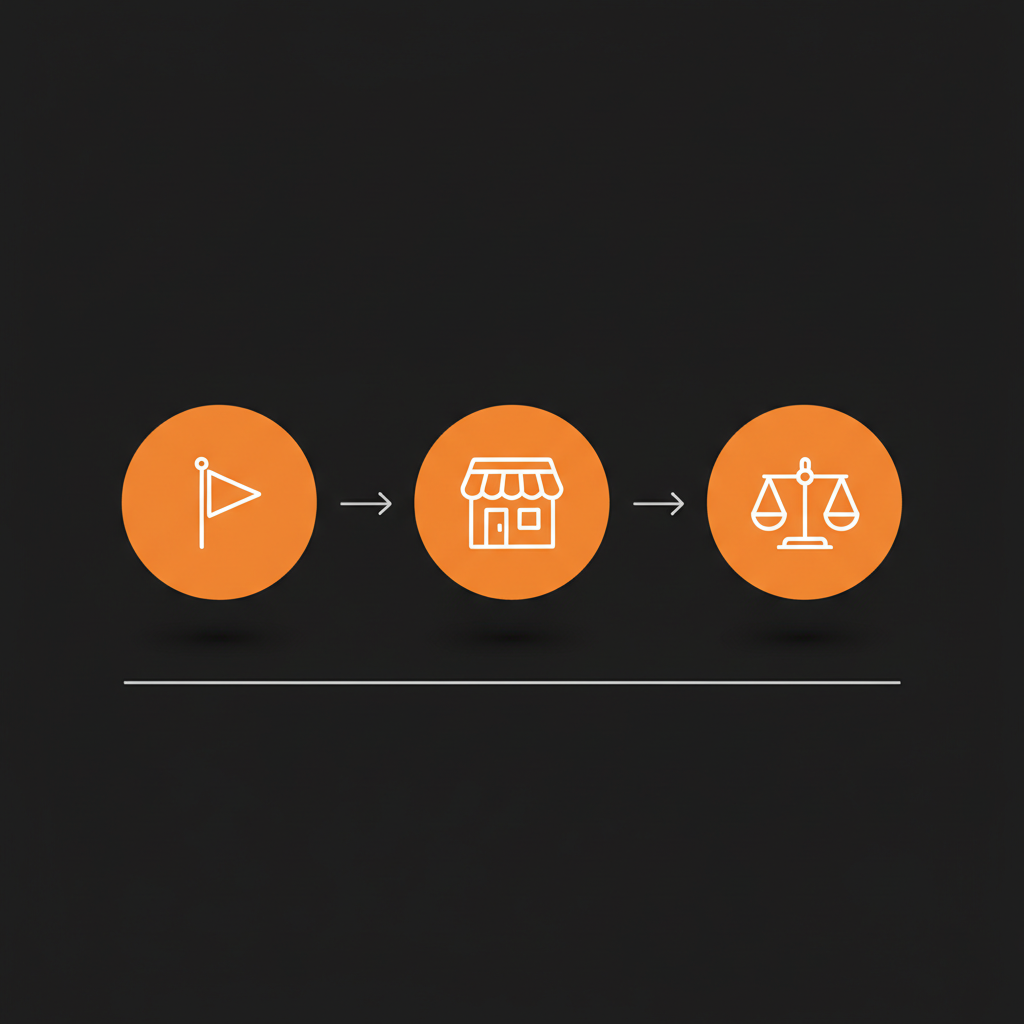 Minimal 2D vector infographic showing escalation paths (flag → business profile support → legal) to get Google review removed, using Social Success Hub palette.