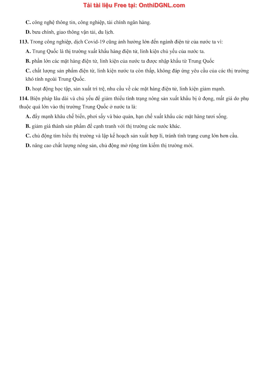 250 bài tập môn Địa Lý - Ôn thi ĐGNL ĐHQG TP HCM Phần 12