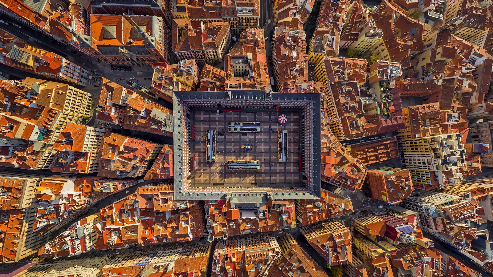 Madrid, Plaza Mayor, Aerial View, Cityscape 4K Wallpaper Background (3840x2160)