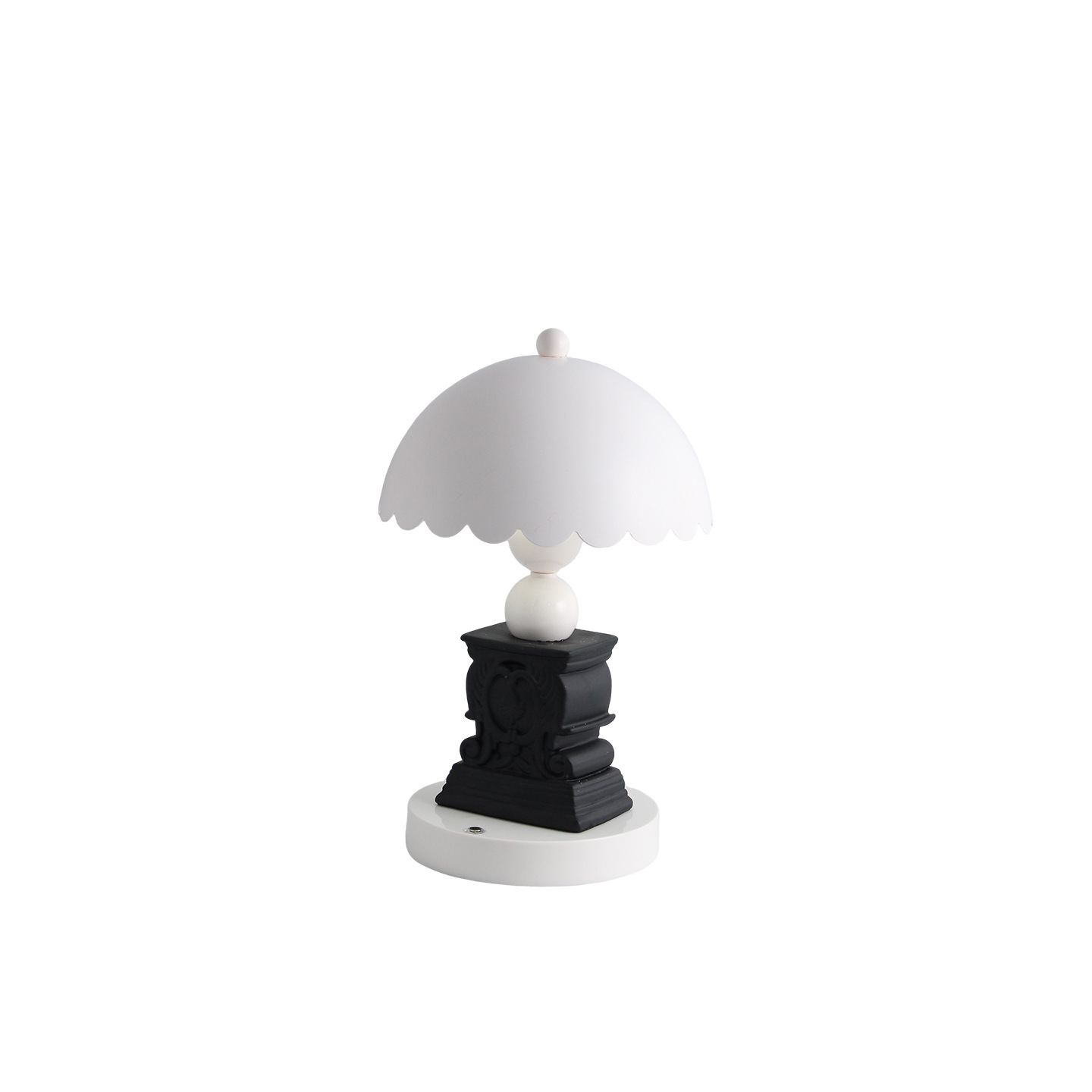 Table lamp with column shape and relief pattern