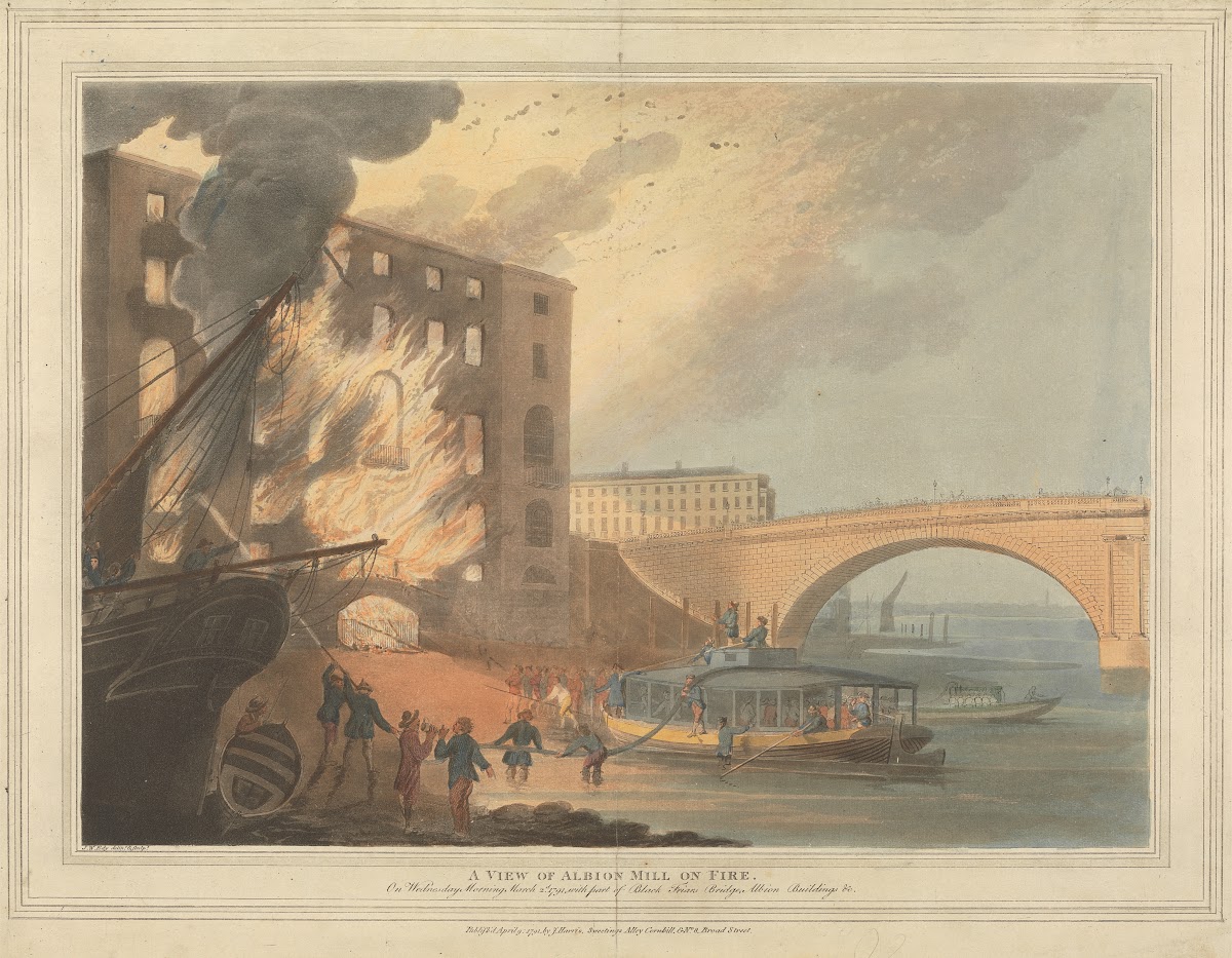 A View of Albion Mill on Fire 1791