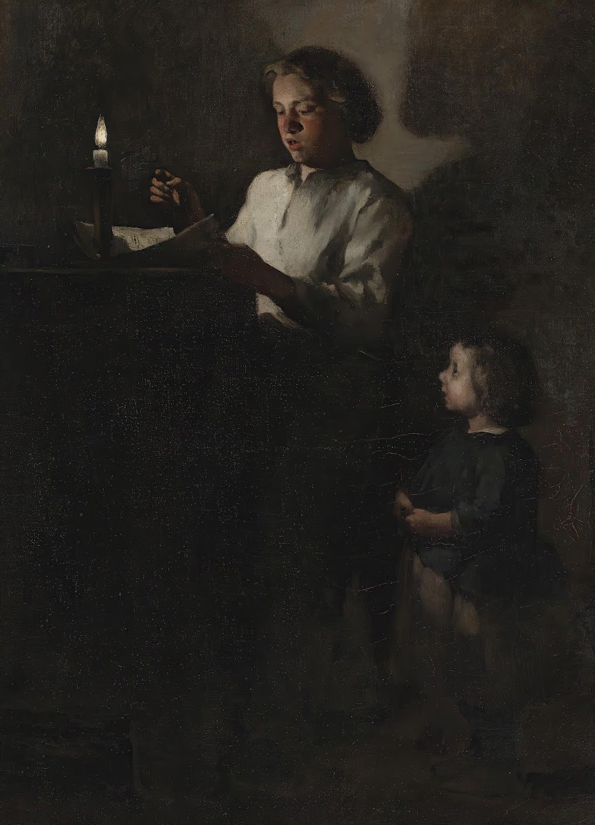 Reading by candlelight