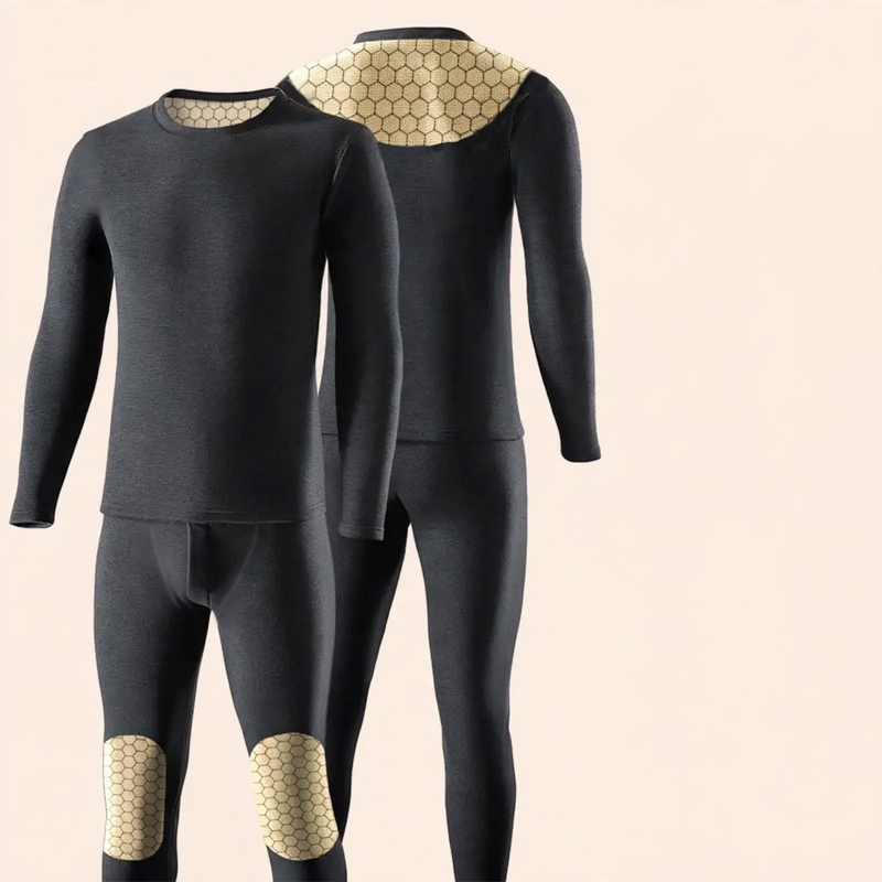 Thermal underwear set with cashmere and silk accents