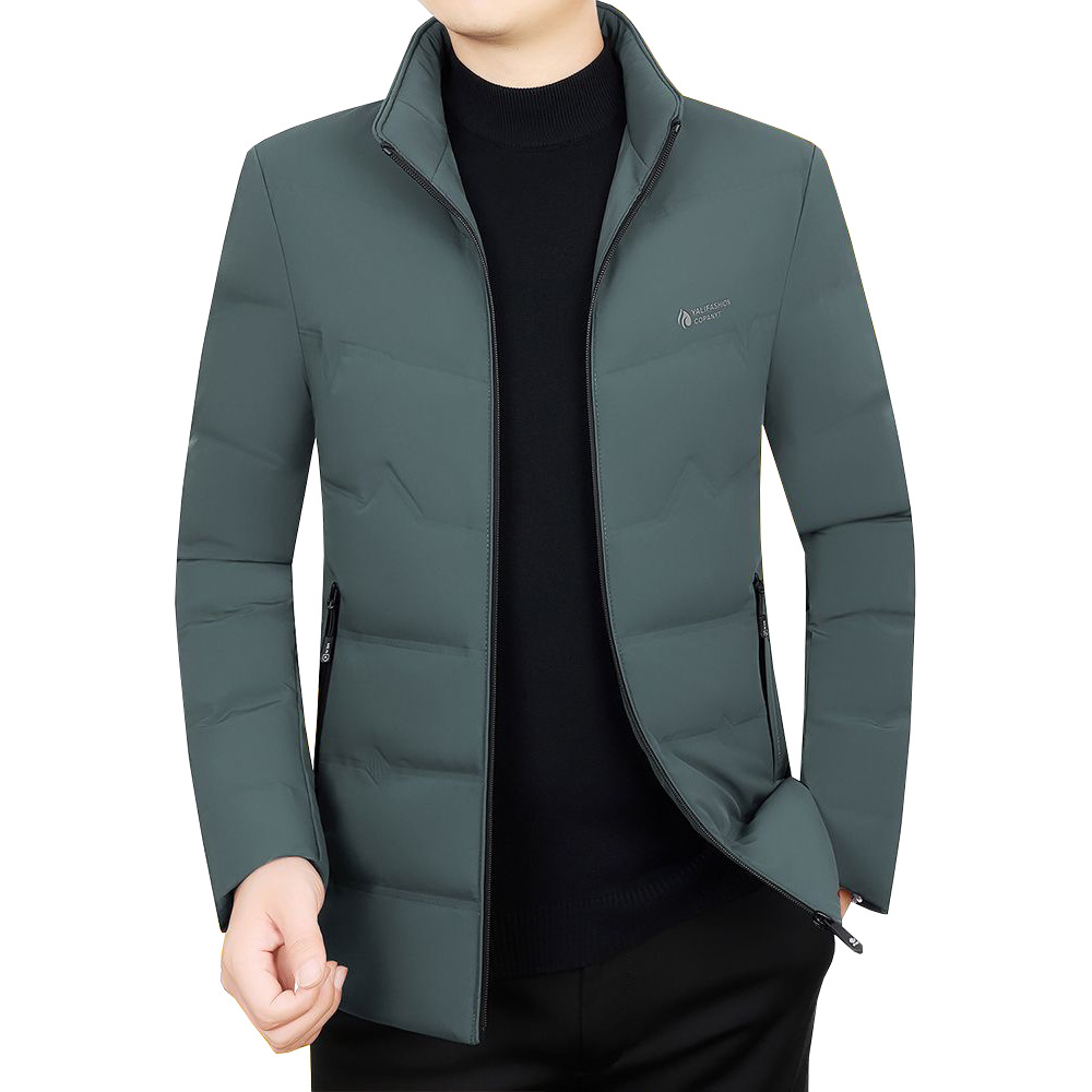 Men's down jacket with stand-up collar, white duck down