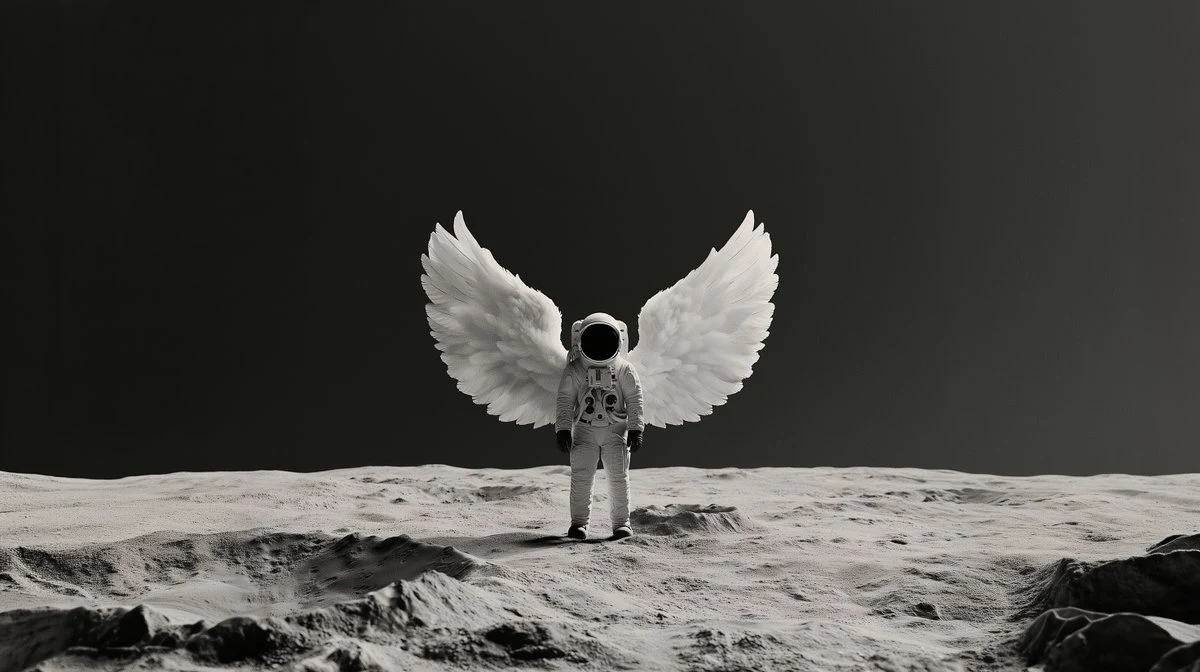 Astronauta con traje espacial de pie sobre
