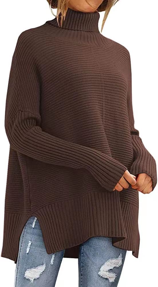 Women's knitted sweater, turtleneck, loose fit