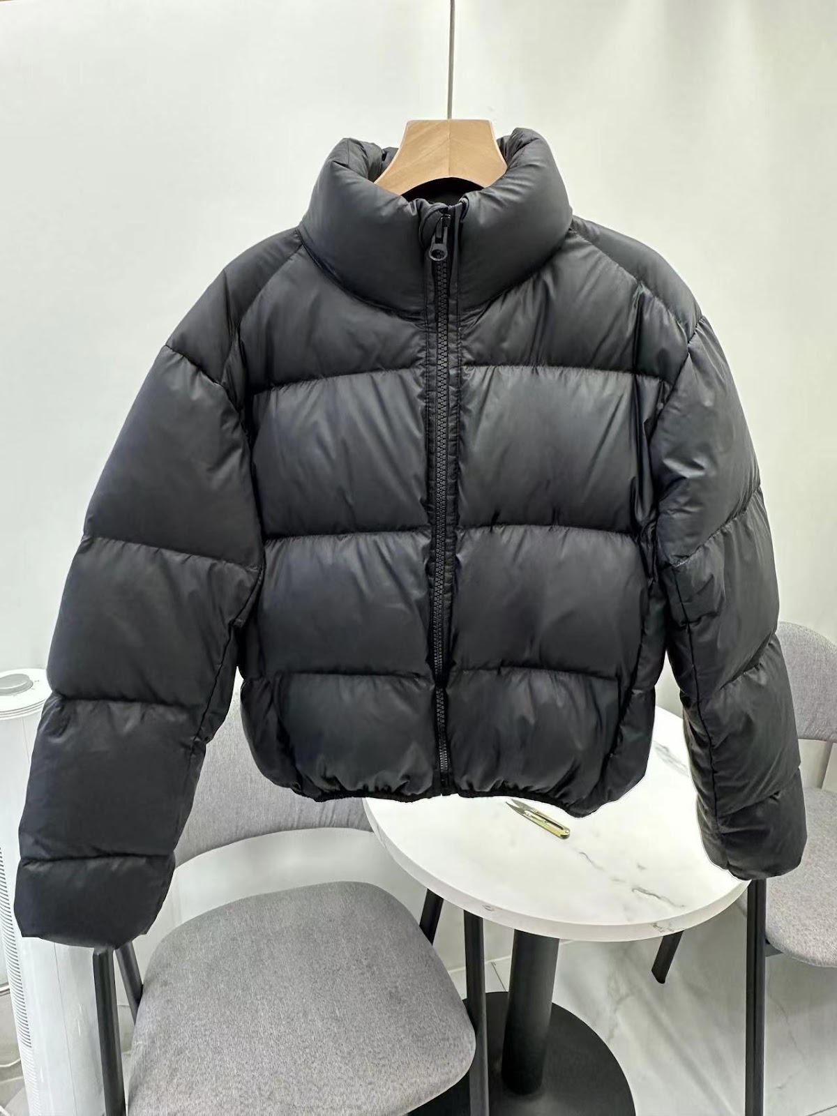 Women's Down Jacket, Short, White Duck Down, Stand-Up Collar