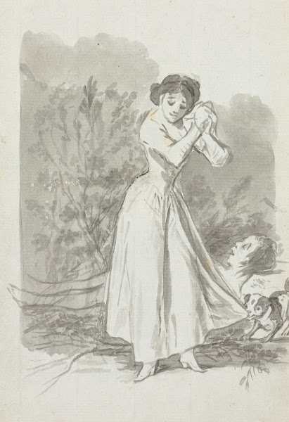 Young Woman Wringing Her Hands over a Mans Naked Body verso 179697