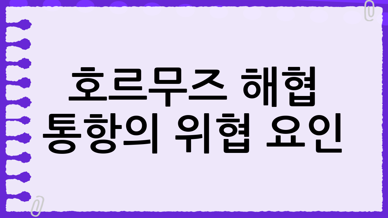 호르무즈 해협 통항의 위협 요인