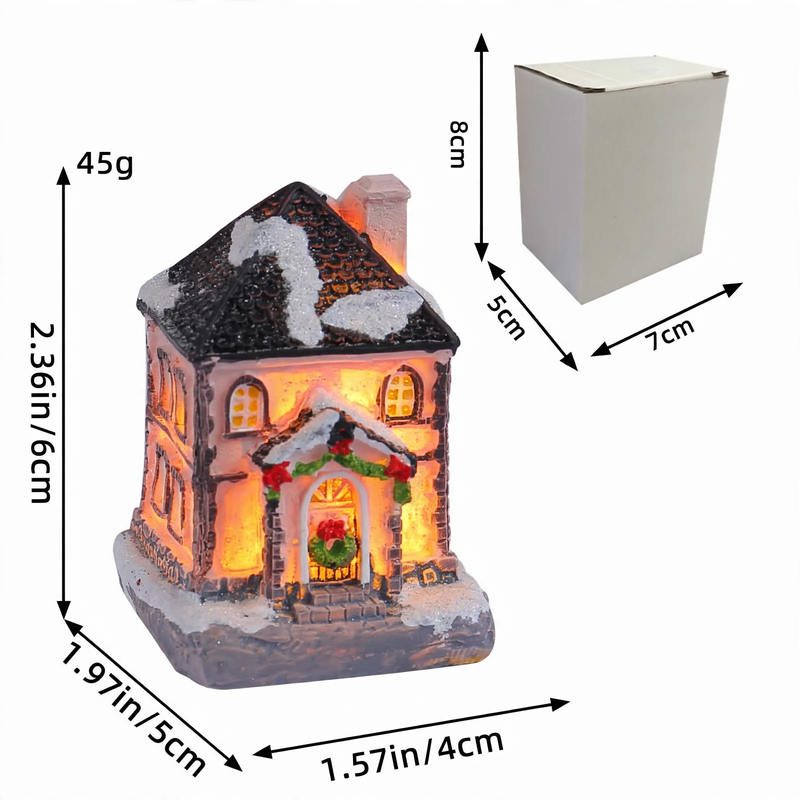 Dekoratives beleuchtetes Weihnachts-Haus aus Kunstharz